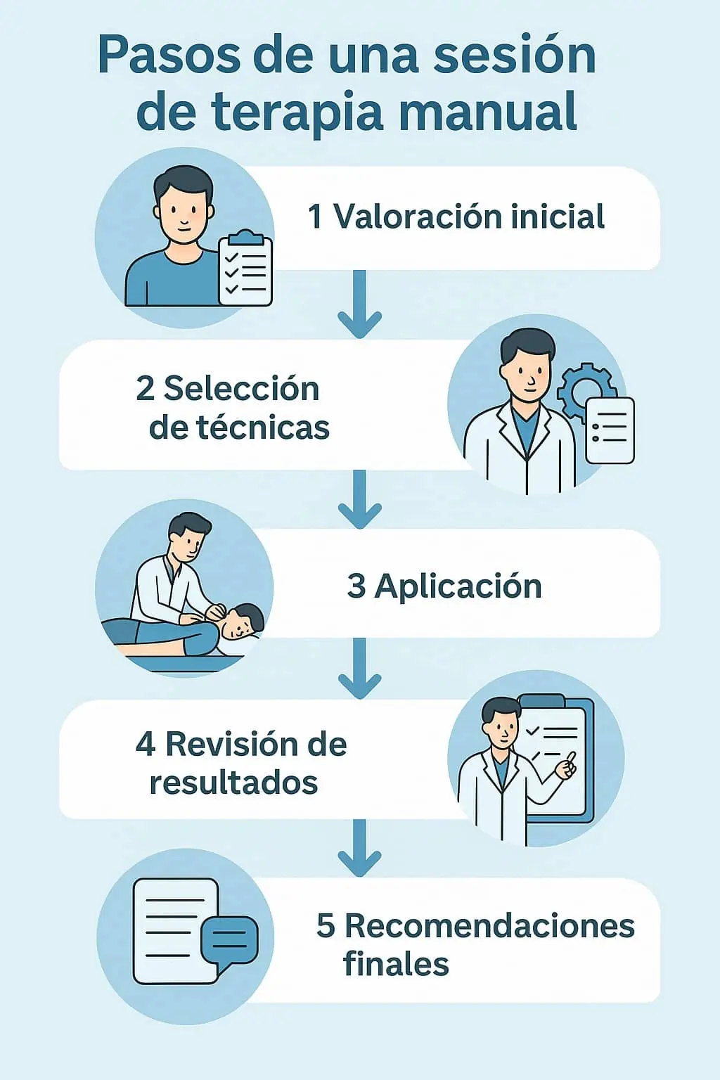 pasos de una sesión de terapia manual