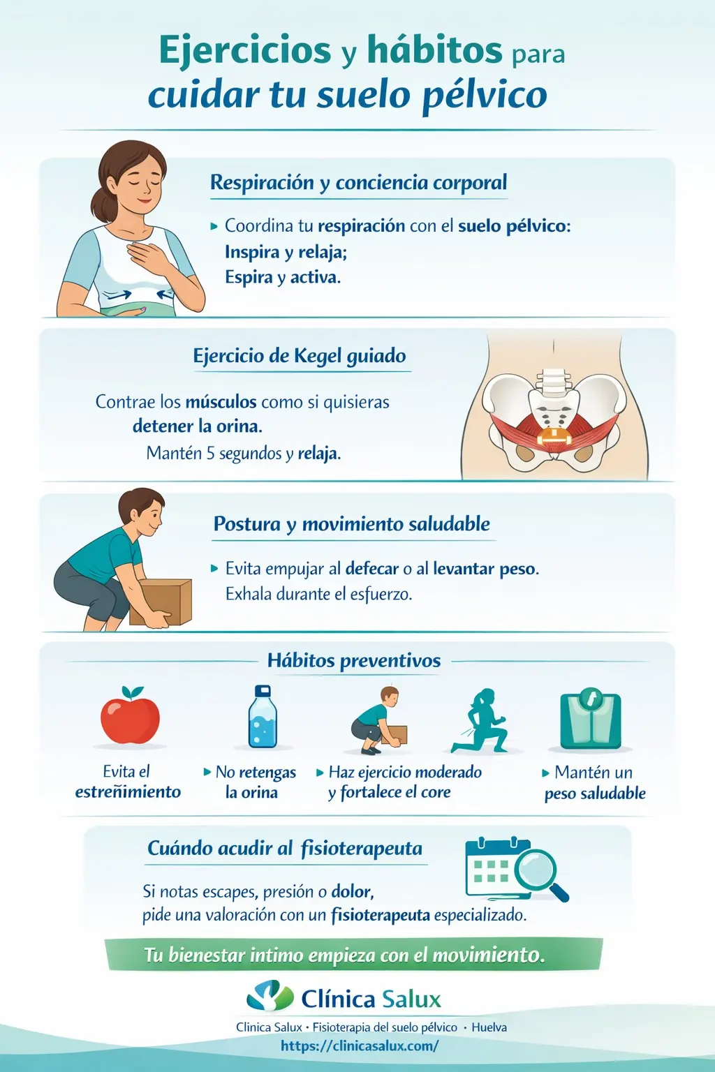 Ejercicios y hábitos para cuidar tu suelo pélvico