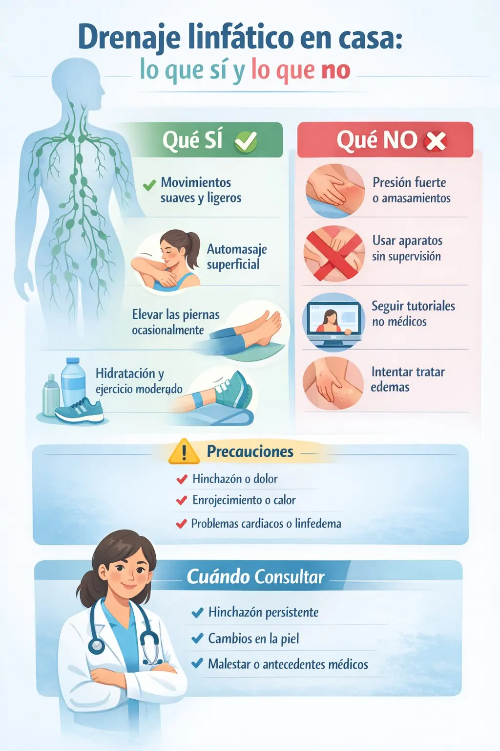 Infografía sobre el drenaje linfático en casa