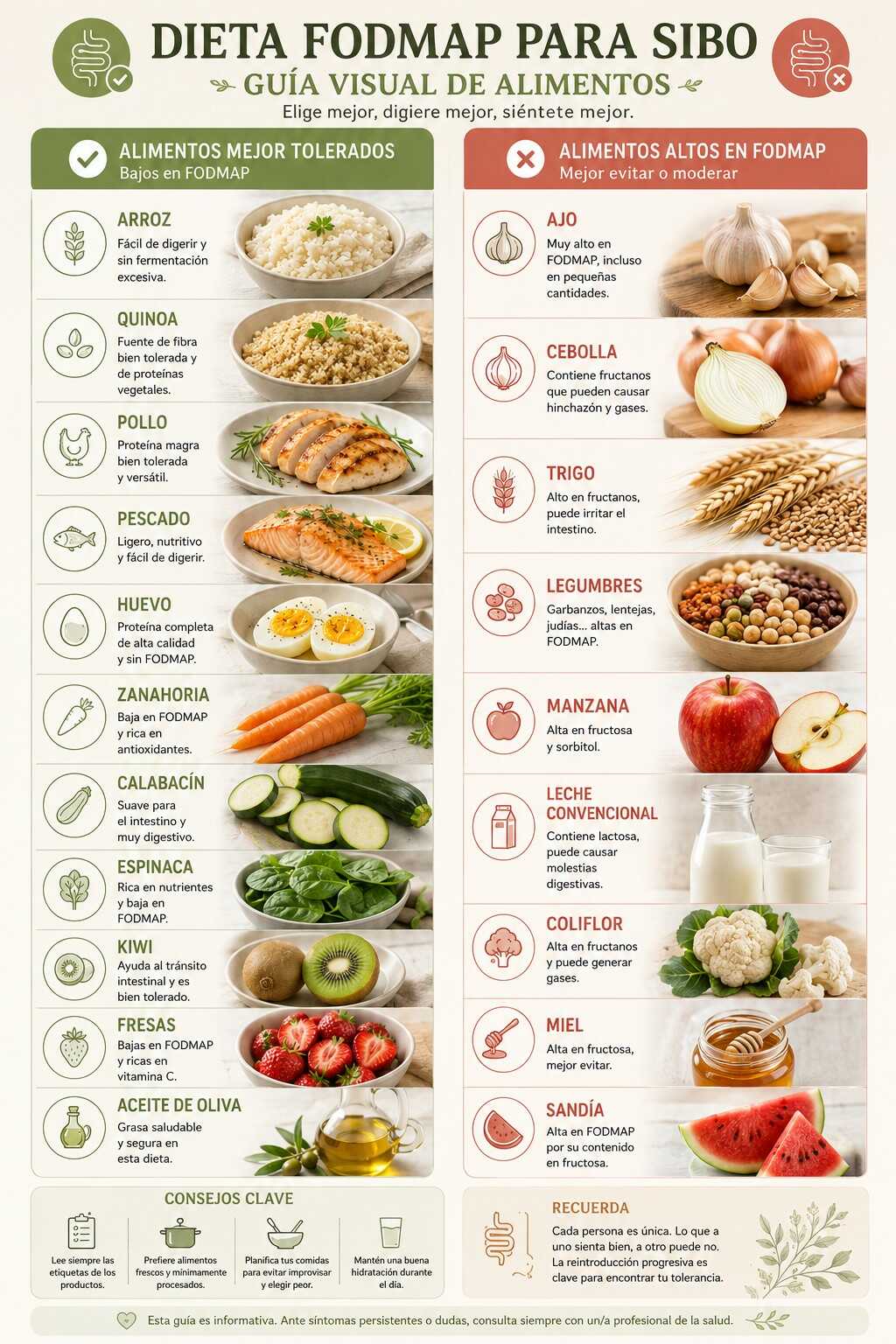 Infografía sobre la dieta fodmap para sibo